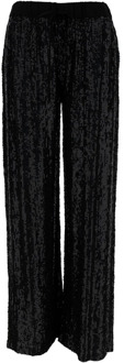 Zwarte Pailletbroek met Elastische Taille P.a.r.o.s.h. , Black , Dames - M,Xs