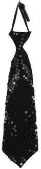 Zwarte pailletten stropdas 32 cm