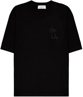 Zwarte Palm Logo T-shirt Laneus , Black , Unisex - 2Xl,Xl,L,M,S