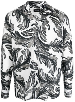 Zwarte Palmboomprint Overhemd Tagliatore , Black , Heren - 2Xl,L,S