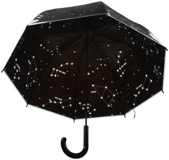 Zwarte paraplu met transparante sterrenhemel print 81 cm - Paraplu's