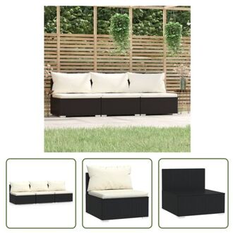 zwarte PE-rattan 3-zitsbank - 210x70x60.5cm - modulair