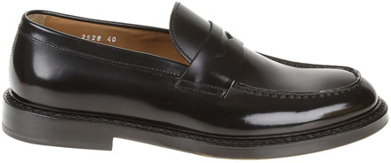 Zwarte Penny Loafer Platte Schoenen Doucal's , Black , Heren - 42 EU