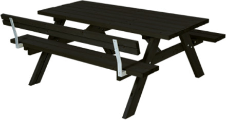 Zwarte Picknicktafel Met 1 Rugleuning Black