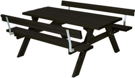 Zwarte Picknicktafel Met 2 Rugleuningen Black