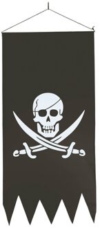 Zwarte piraten vlag met doodskop 86 cm