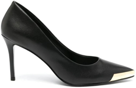 Zwarte platte schoenen met gouden punt Versace , Black , Dames - 37 Eu,40 EU