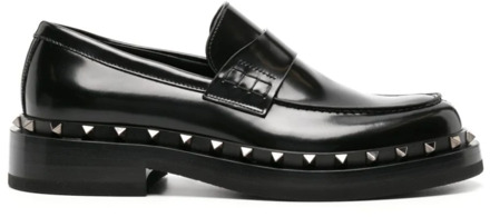 Zwarte platte schoenen met Rockstud-details Valentino Garavani , Black , Heren - 45 Eu,42 Eu,44 Eu,43 Eu,40 EU