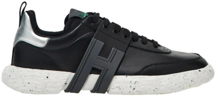 Zwarte platte schoenen met rubberen H-detail Hogan , Black , Heren - 40 Eu,40 1/2 EU