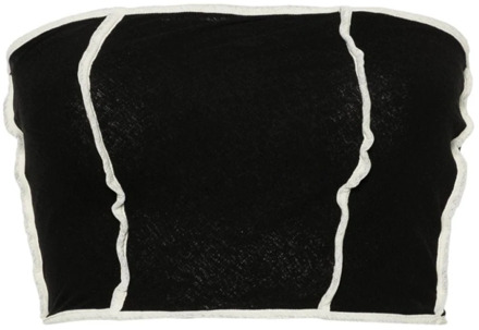 Zwarte Polyester Strapless Crop Top Nanushka , Black , Dames - M,S,Xs