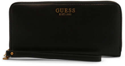 Zwarte polyethyleen portemonnee met meerdere vakken Guess , Black , Dames - ONE Size