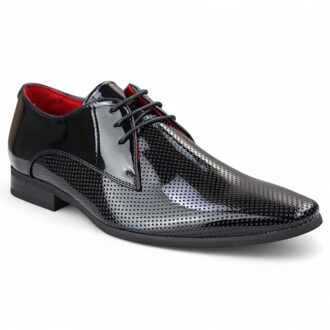 Zwarte puntige veterschoenen voor heren met geperforeerde neus - EU 40