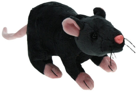 Zwarte Rat knuffel - 31 cm - zwart - pluche knuffels - Knaagdieren