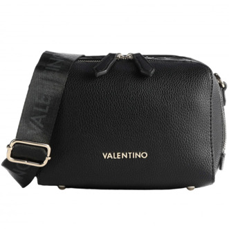 Zwarte rechthoekige schoudertas met gouden details Valentino by Mario Valentino , Black , Dames - ONE Size