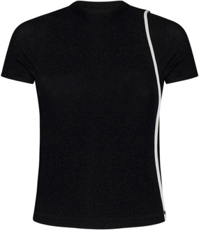 Zwarte Ribgebreide T-shirts en Polos Ottolinger , Black , Dames - M,S