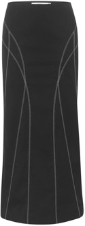 Zwarte rok met hoge taille en contraststiksels Gestuz , Black , Dames - Xl,L,M,S,Xs