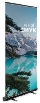 Zwarte roll up banner bestellen - luxe zwarte cassette incl. Handige draagtas drukken