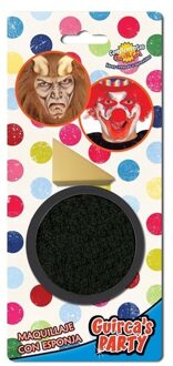 Zwarte schmink op waterbasis 9 gram inclusief spons - Halloween/carnaval make-up/schmink