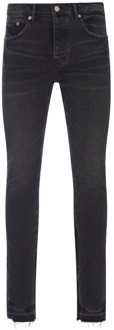 Zwarte Skinny Jeans met Unieke Details Purple Brand , Black , Heren - W32,W31,W33,W34,W30,W36
