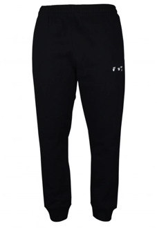 Zwarte Slim Fit Joggingbroek met Bedrukt Logo Off White , Black , Heren - XL