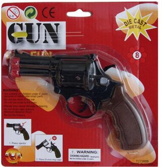 Zwarte speelgoed verkleed revolver/pistool 8 schoten