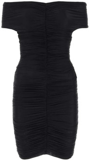 Zwarte stretch nylon mini jurk Andamane , Black , Dames - 2XS