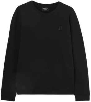 Zwarte Sweater met Logo Borduursel Dondup , Black , Heren - 2Xl,Xl,M