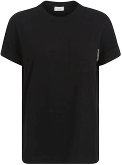 Zwarte T-Shirt Collectie Brunello Cucinelli , Black , Dames - S