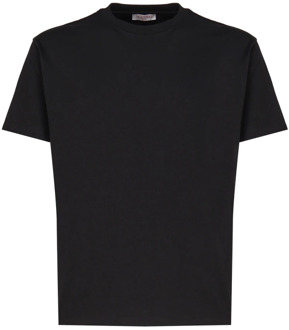 Zwarte T-shirts en Polos met Stud Detail Valentino Garavani , Black , Heren