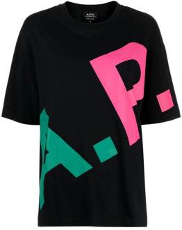 Zwarte T-shirts en Polos met Tricolour Logo A.p.c. , Black , Dames - 2Xl,Xl,L,M,S,Xs