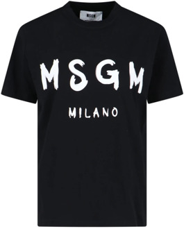 Zwarte T-shirts en Polos Msgm , Black , Dames - M,S,Xs,2Xs