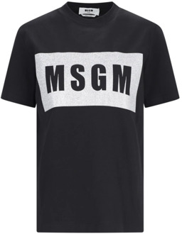 Zwarte T-shirts en Polos Msgm , Black , Dames - M,S,Xs