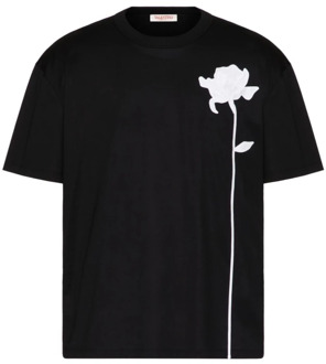 Zwarte T-shirts en Polos van Valentino Garavani Valentino Garavani , Black , Heren - Xl,L