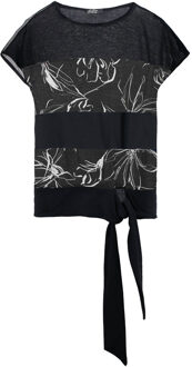 Zwarte top met bloemenprint en stropdassen