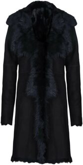 Zwarte Toscaanse schapensuède leren trenchcoat voor dames - Celeste - maat EU 38 / UK 10