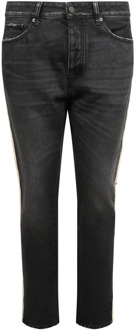 Zwarte Track Jeans met Witte Strepen Palm Angels , Black , Heren - W30