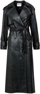 Zwarte Trenchcoat van Imitatieleer Aniye By , Black , Dames - XS