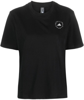 Zwarte TrueCasuals T-shirt met Logo Print Adidas by Stella McCartney , Black , Dames - M,S,Xs,2Xs