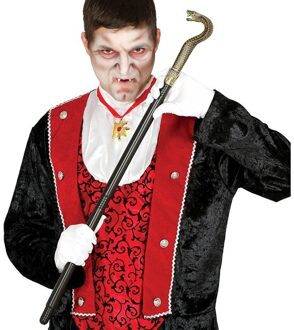 Zwarte vampier/Dracula wandelstok - met slangenkop - plastic - 78 cm
