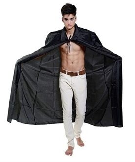Zwarte Venetiaanse verkleedkleding cape voor volwassenen - satijnen capes - carnaval - Halloween - One size