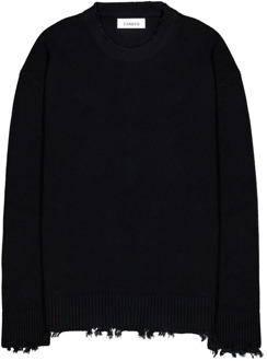 Zwarte vernietigde crewneck sweater Laneus , Black , Heren - 2Xl,Xl