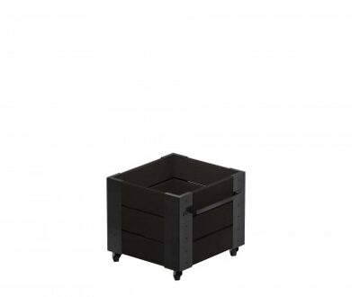 Zwarte Vierkante Plantenbak Cubic Op Wielen Black