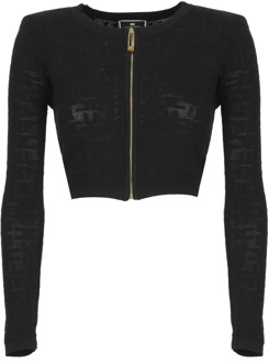 Zwarte Viscose Cardigan Sweater Elisabetta Franchi , Black , Dames - L,M,S,Xs