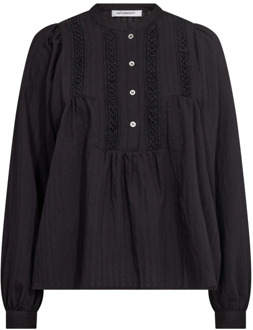 Zwarte Vrouwelijke Blouse met Pofmouwen en Mandarin Kraag Co'Couture , Black , Dames - Xl,L,Xs