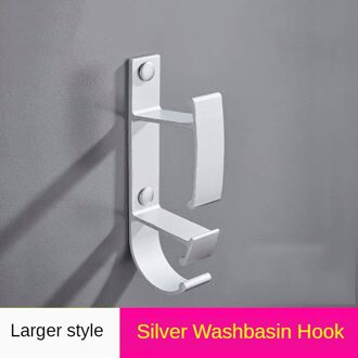 Zwarte Wastafel Hook Wall Mount Gewaad Haak Wastafel Hanger Voor Baby Bad Badkamer Wastafel Rack Keuken Deksel Haak Kapstok 3 Haken zilver(L)