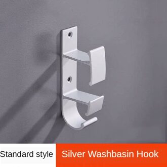 Zwarte Wastafel Hook Wall Mount Gewaad Haak Wastafel Hanger Voor Baby Bad Badkamer Wastafel Rack Keuken Deksel Haak Kapstok 3 Haken zilver