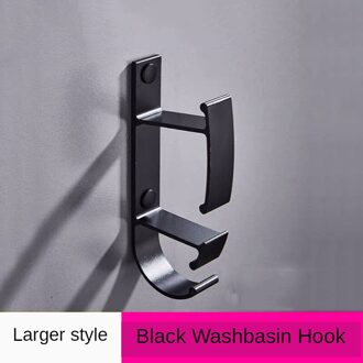 Zwarte Wastafel Hook Wall Mount Gewaad Haak Wastafel Hanger Voor Baby Bad Badkamer Wastafel Rack Keuken Deksel Haak Kapstok 3 Haken zwart(L)