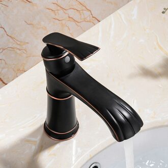 Zwarte Waterval Badkamer Kraan Single-Handvat Een Gat Wastafel Kraan Deck Monuted Olie Gewreven Brons Vanity Kranen