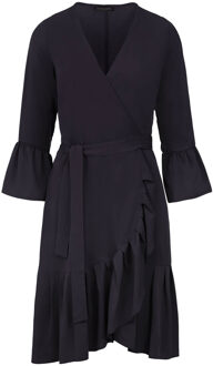 Zwarte wikkeljurk Viscose met klokmouwen. - XL