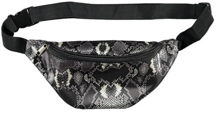 Zwarte/witte slangenprint heuptas/fanny pack/cross body tas 31 cm - Heuptassen